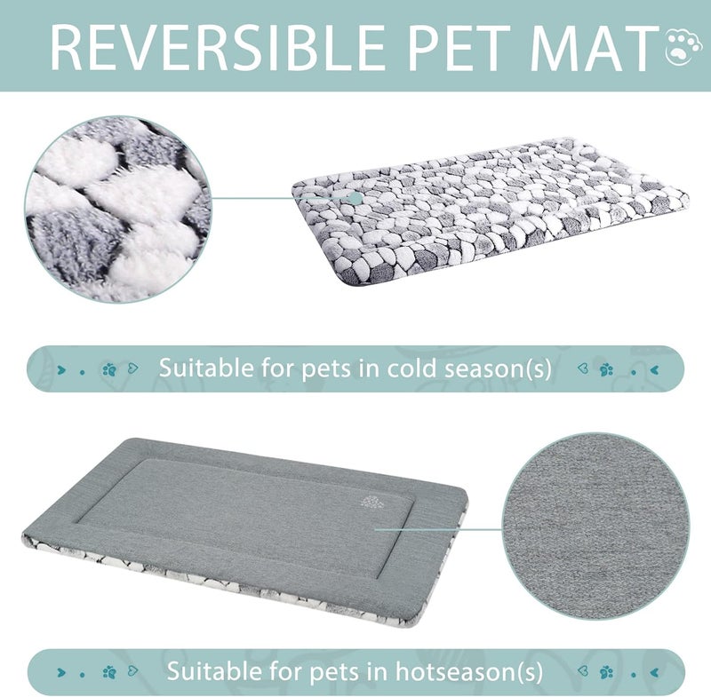 VANKEAN Dog Crate Pad Bed Mat Reversible (Warm& Cool), Soft Pet Sleeping Mat Dog Bed for Crate Suitable for Small to XX-Large Dogs and Cats, Machine Washable Crate Beds, Grey Stone Pattern - Image 3
